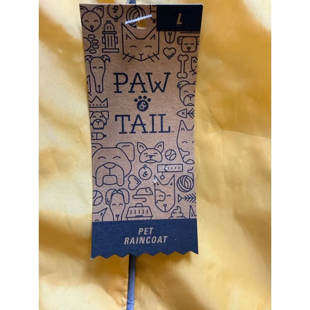 Paw & Tail Pet Raincoat Yellow Reflective Hooded Dog Coat Size Large NWT